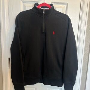 Ralph Lauren Men’s Black Quarter-Zip Sweater with Red Polo Sz S